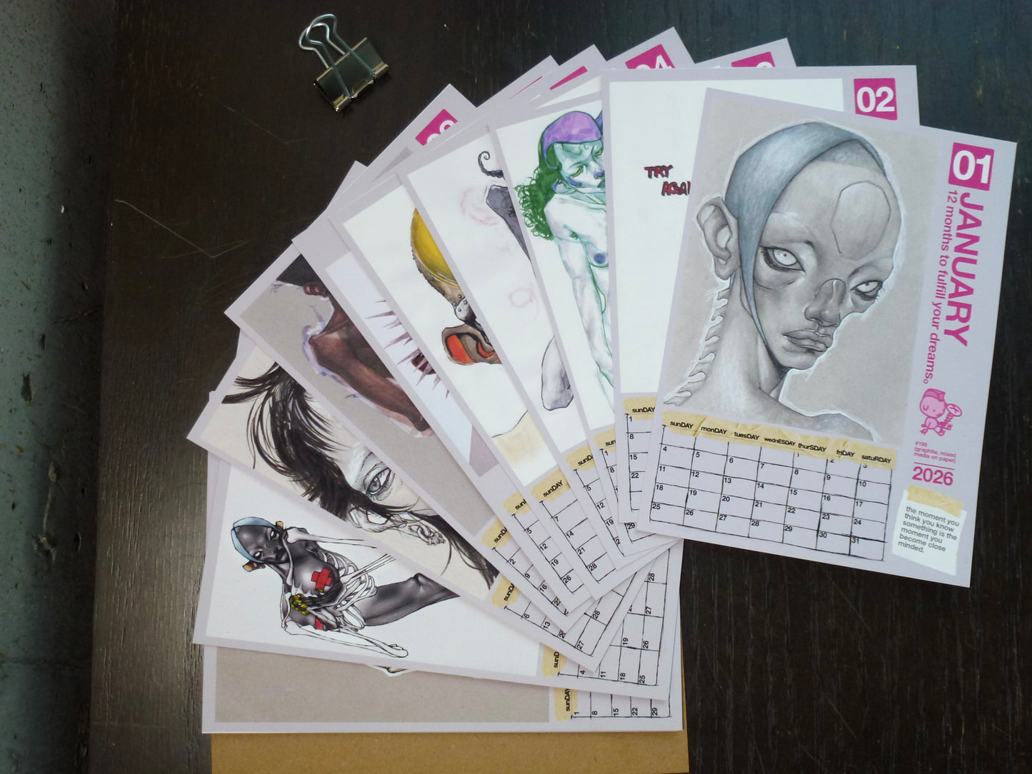 2026 waLL CALENDAR ( 12 months to fulfill yoUR DREAMS。)